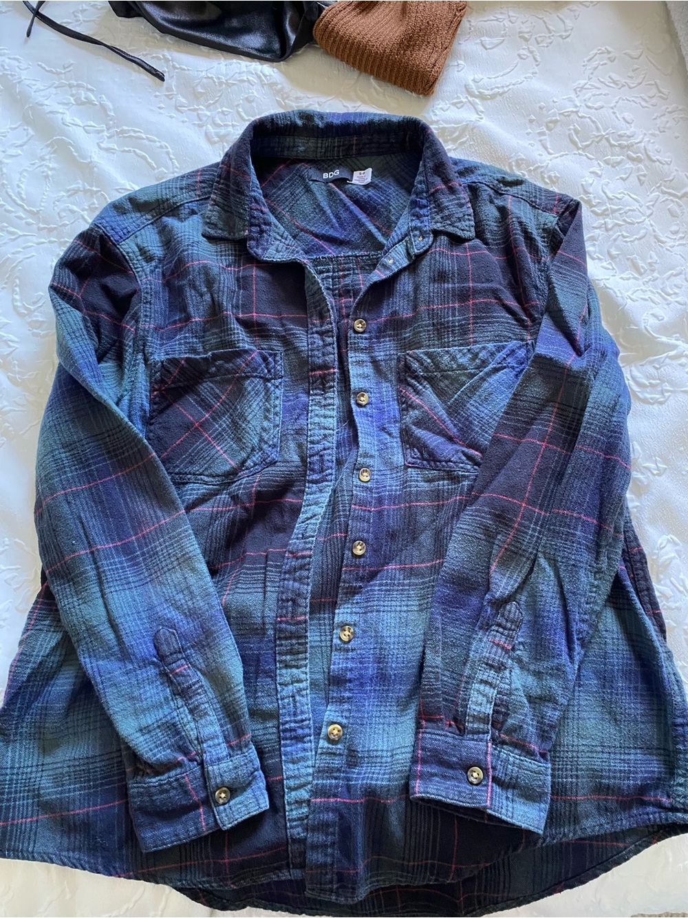BDG Blue Plaid Button-Up Shirt